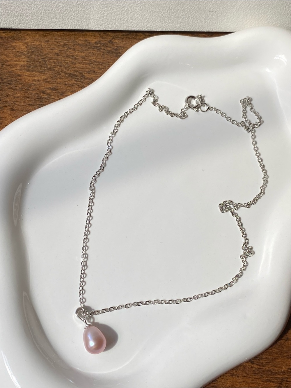 Purple Freshwater Pearl Sterling Silver Necklace, Cultured Pearl Necklace